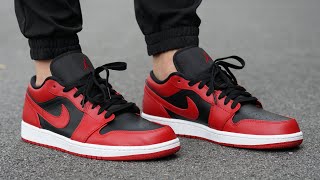 Air Jordan 1 Low quotReverse Bredquot REVIEW amp ON FEET  The BEST COLORWAY this Year [upl. by Etnoj]