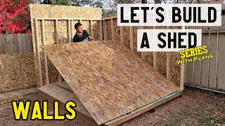 How to build a storage shed  Walls  Part 2  Plans available [upl. by Labors]